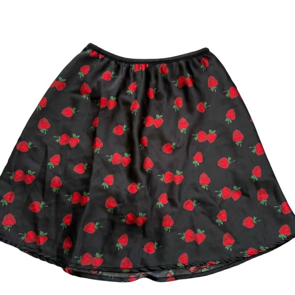Unbranded Women’s S Black Strawberry Print Skirt Red Fruit Coquette Mini Skirt